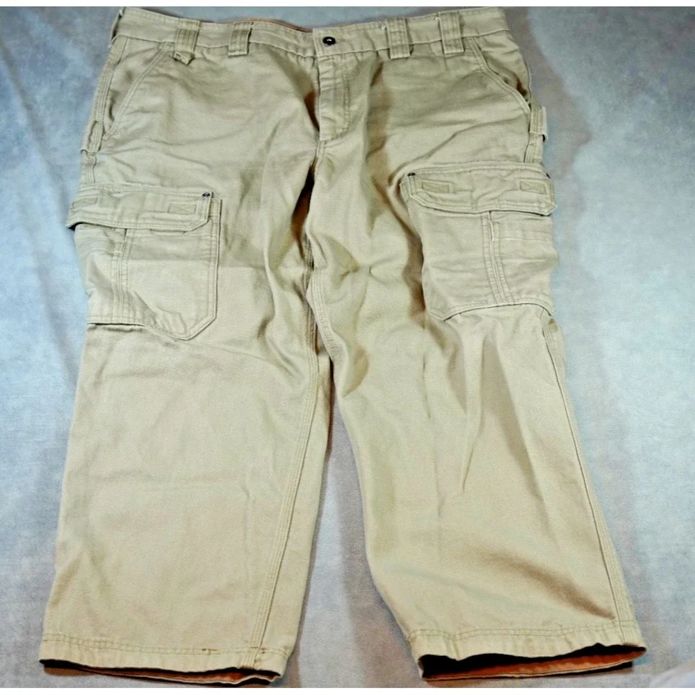 Duluth Trading Cargo Pants Mens 42x28 Relaxed Fit Workwear Heavy Duty Canvas